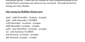 Holiday hours, 2024 25 holiday trading hours, christmas new year opening hours,