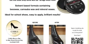 shoepolish, tarrago, shoeshine, beeswax, carnaubawax, mineralwax, shoecare, shoecareproduct, schoolshoes, boots, shoes