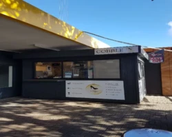 New Cobble shop in current position with upgraded logo and signage - Aug 2018